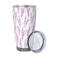 thumbnail image 2 of Daiia Lavender Flowers Printed 20oz Insulated Coffee Cup with Straw Topper, Fully Spill Proof Travel Coffee Mug, Stainless Steel Tumbler for Work Home Outdoor Car-Without Straw, 2 of 8