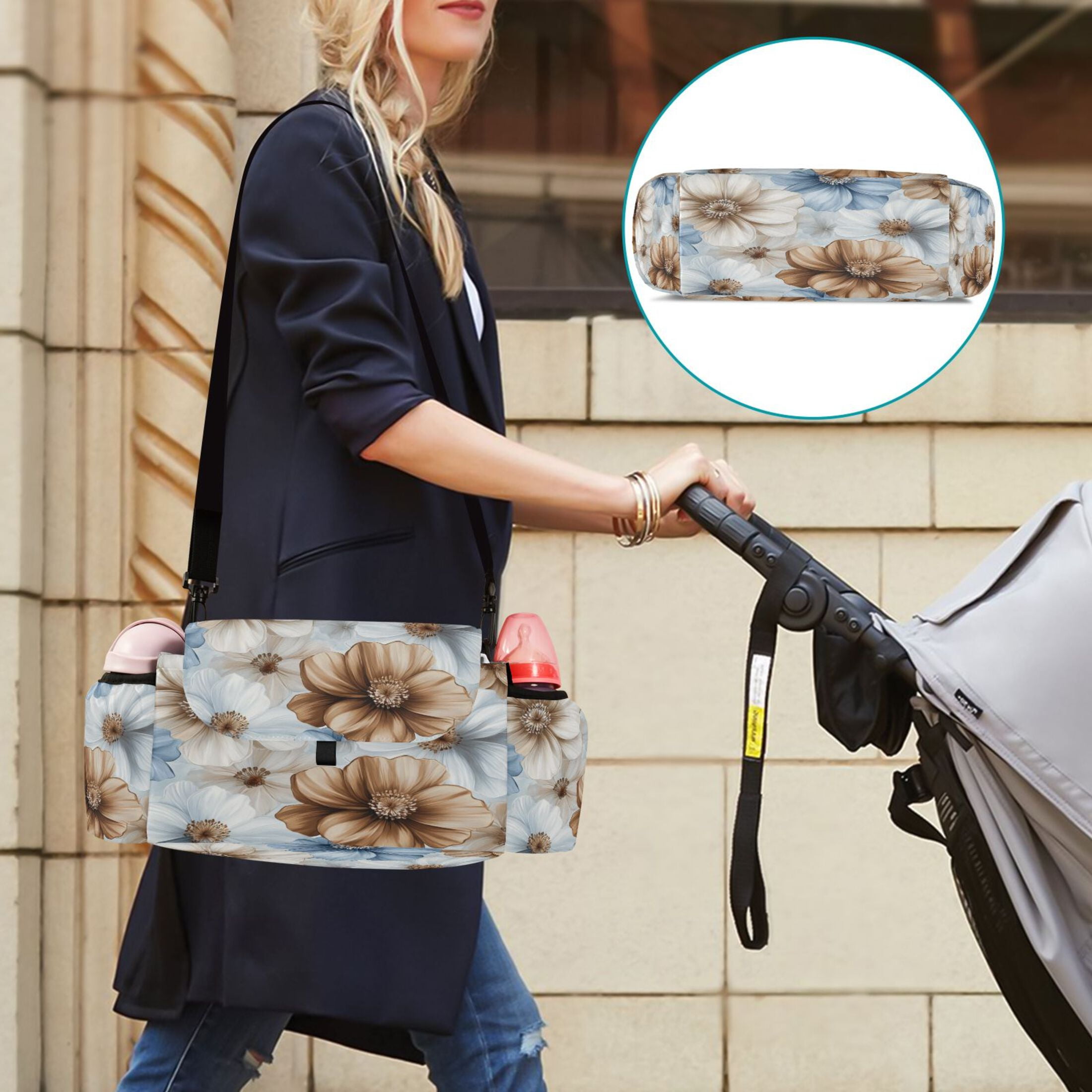 DIXRUYEE Stroller Organizer Floral Serenade Printed