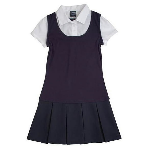 French Toast Girls 4-14 2-in-1 Pleated Dress (Navy 14)