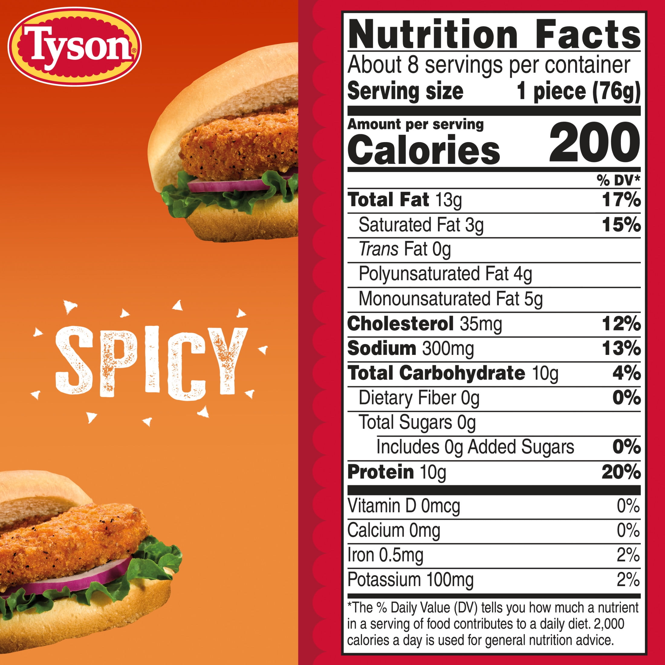 Tyson White Meat Spicy Breaded Chicken Patties, 23 oz (Frozen, Fully Cooked)