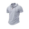 thumbnail image 6 of Men's T Shirt Summer Slim Fitness Hooded Short-Sleeved Tees Male Lightweight Hoodie Fitness Breathable Sports Tops, 6 of 10