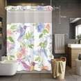 thumbnail image 5 of Spring Hummingbird No Hooks Shower Curtain with Snap-in Liner Colorful Birds Shower Curtains for Bathroom, Waterproof, Easy Install, Washable 72"x96", 5 of 9