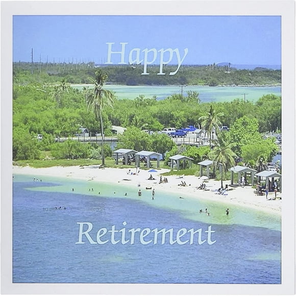 Set of 12 Greeting s, Print of Beautiful Florida Keys Beach with Happy Retirement (gc_182471_2)