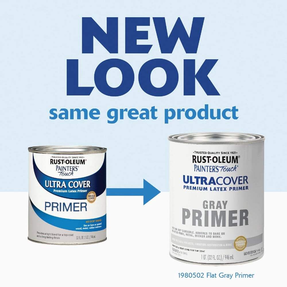qt Rust-Oleum 1980502 Gray Painter's Touch 2X Ultra Cover Premium Latex Paint Primer