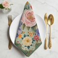 thumbnail image 2 of Green Boho Flower Cloth Napkins, Spring Watercolor Country Floral Plant Washable and Reusable Dinner Napkins Set of 2, Table Napkin for Kitchen Party Birthday Wedding Hotel Housewarming 20"x20", 2 of 9