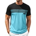 thumbnail image 2 of Qiyinn Men's Casual Regular Fit Striped Shirt Stylish Short Sleeve Crew Neck Summer Workout Tee Shirts Going Out, 2 of 9