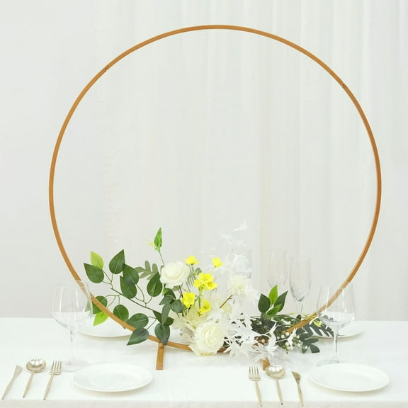 Efavormart 32" Gold Metal Round Hoop Wedding Centerpiece, Self Standing Table Floral Wreath Frame