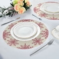 thumbnail image 4 of 15.4" Round Placemat Set of 4 Polyester Fabric Place Mats Non-Slip Dining Kitchen Table Mats for Kitchen Party Decor Elegant Red Snowflakes Pattern, 4 of 5