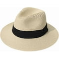 thumbnail image 2 of Womens Sun Straw Hat Beach Panama Hat UPF50 Foldable Packable Wide Brim Hat for Travel, 2 of 7