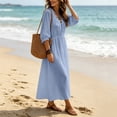 thumbnail image 4 of Levmjia Women's Long Sleeve V Neck Maxi Dress Casual Loose Flowy Dress with Pockets Tie Waist Boho Summer Beach Vacation Dresses, 4 of 6