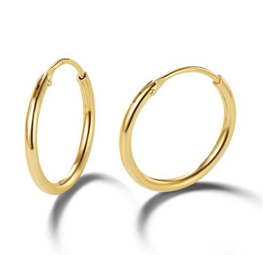 Little cute Sterling .925 silver oval  square hoops gold plated fun every day earrings  simple earrings