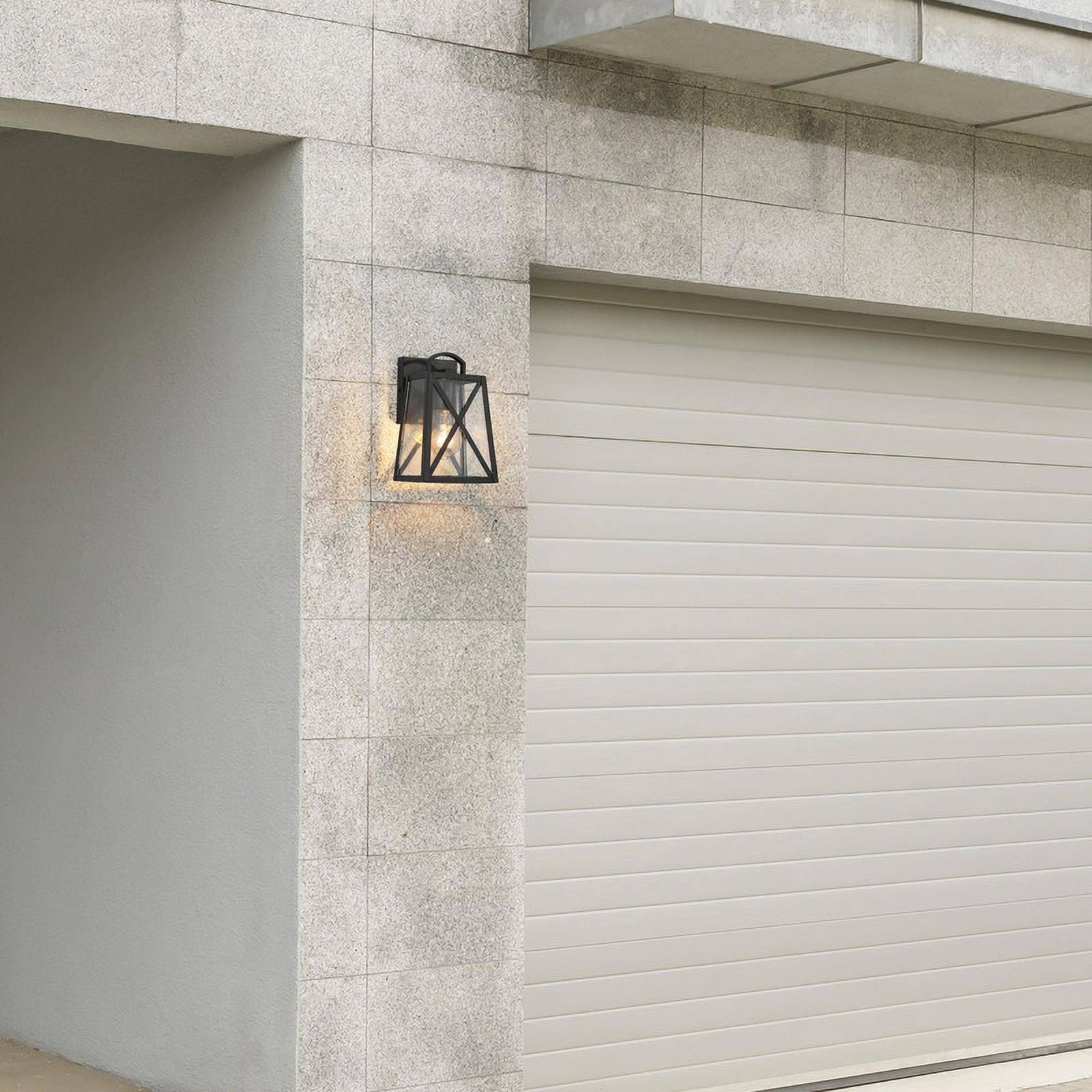 LNC Azer 9-in H Black and Clear Glass Medium Base(E-26) Outdoor Wall Light,8.7"H