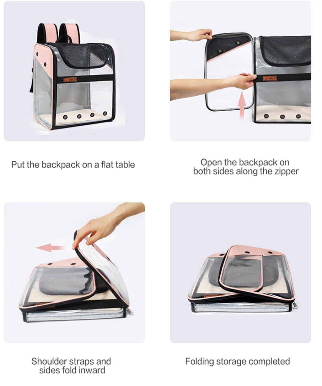 Pet Carrier Backpack for Dogs Cats Wide Use Breathable Round Hole High Quality Material for Shopping(Pink)