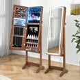 thumbnail image 2 of Costway LED Mirror Jewelry Cabinet Organizer Armoire Standing with Built-in 3 Color Light, 2 of 10
