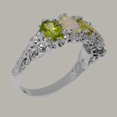 thumbnail image 4 of LBG British Made 925 Sterling Silver Natural Peridot & Opal Womens Eternity Ring - 33 size options - Size 10.75, 4 of 8