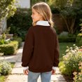 thumbnail image 5 of YUANxueke Boys & Girls Fleece Color Block Sweatshirt Long Sleeve Zip Up Mock Neck Pullover Top,Brown,11 Years, 5 of 8