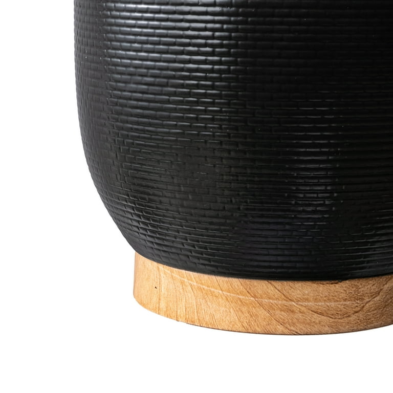 Better Homes & Gardens 10 inch Black Ceramic Planter with Woven