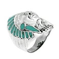 thumbnail image 2 of Chief Green Turquoise Sterling Silver Statement Ring for Female Anniversary Size-13, 2 of 5