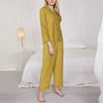 thumbnail image 4 of Disketp Pajamas Set Long Sleeve Sleepwear Womens Button Down Nightwear Pj Sets-Gold Shiny, 4 of 9