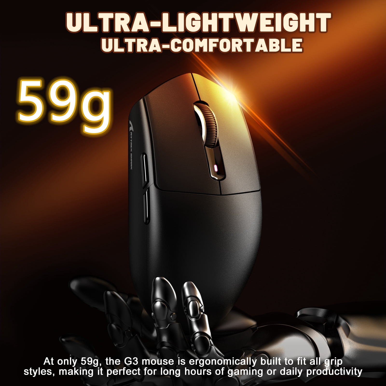 ATTACK SHARK G3 Tri-mode Wireless Gaming Mouse 25000 DPI Ultra Lightweight