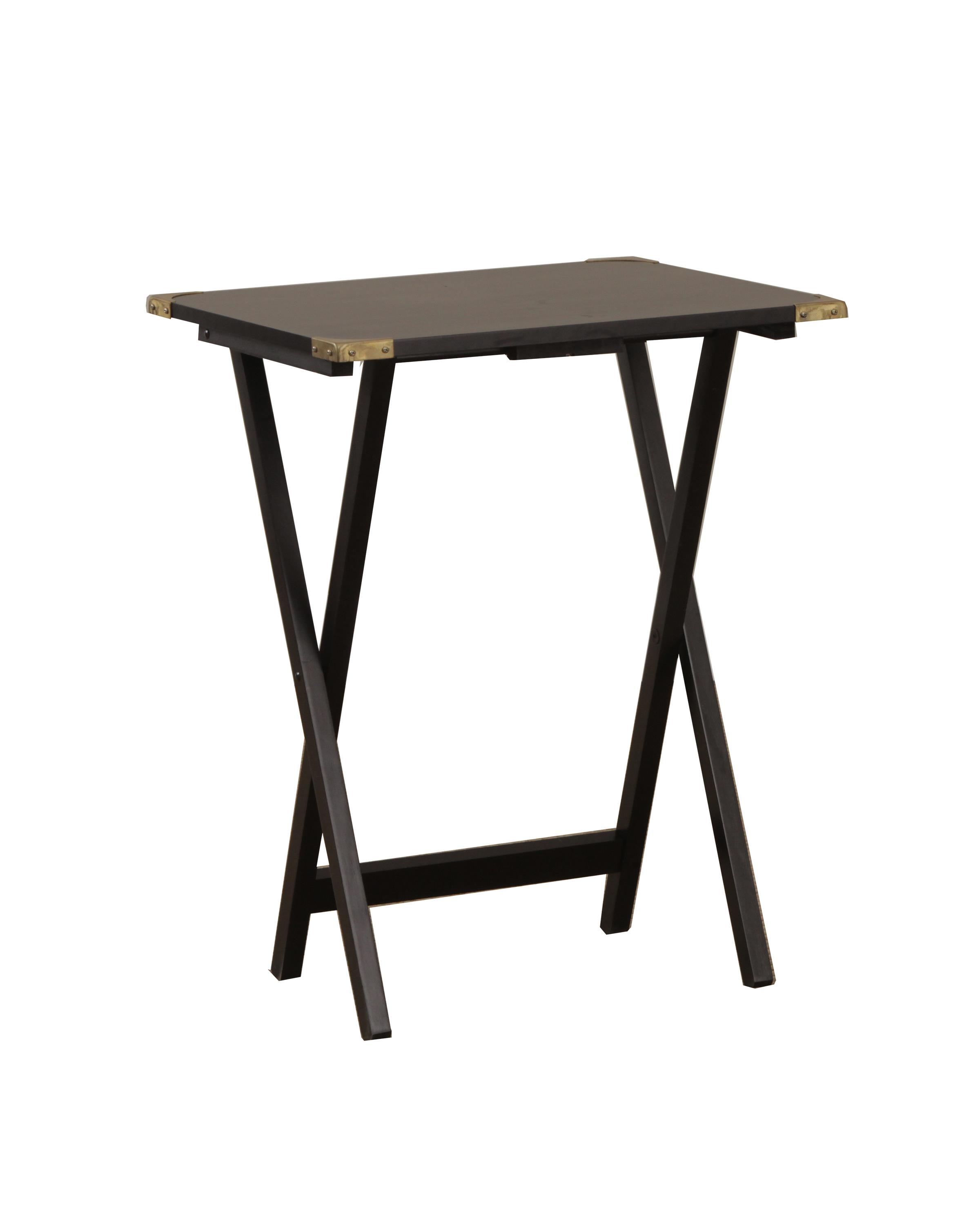 Tv Tray Set W Brass CornersFinishBlack