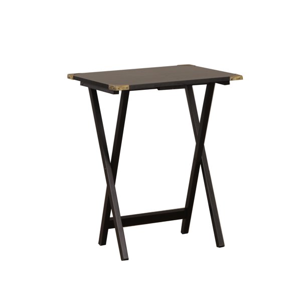 Tv Tray Set W Brass CornersFinishBlack