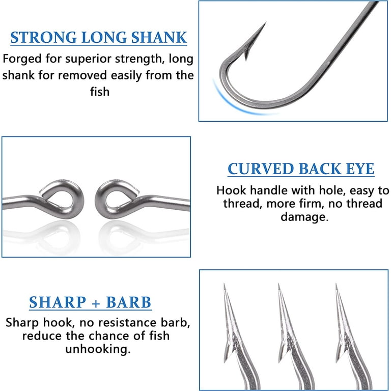 10pcs Strong Fishing Hook Stainless Steel Long Shank Saltwater Fish Hook J  hook