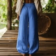 thumbnail image 6 of UAMVSH Palazzo Pants for Women Ruffle Waist Flowy Wide Leg Trousers Summer Casual Boho Beach Pants with Drawstring, 6 of 6