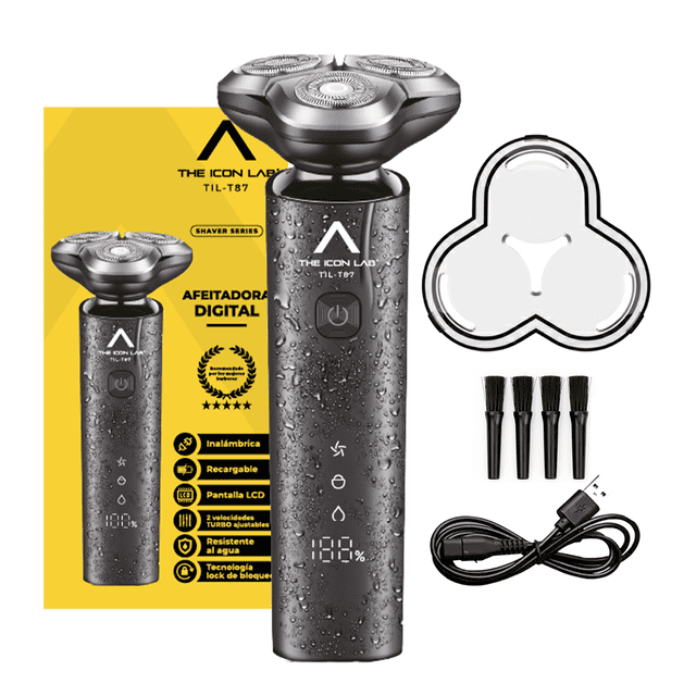 THE ICON LAB | Afeitadora Eléctrica Hombre Inalámbrica | Cabezal Flotante con 3 Cuchillas de Doble Anillo