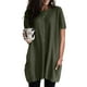 thumbnail image 1 of Camiseta larga holgada informal de manga corta con cuello redondo y bolsillos para mujer OD Green XL, 1 of 5