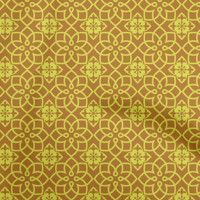 oneOone Polyester Spandex Dark Mustard Fabric Damask Fabric For Sewing Printed Craft Fabric By The Yard 56 Inch Wide