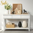 thumbnail image 2 of Tcbosik Contemporary White Console Table with 3 Drawers and Open Shelf, Ideal for Entryway, Living Room, or Hallway Storage, 51.2"L x 11.8"W x 31.9"H, 2 of 9