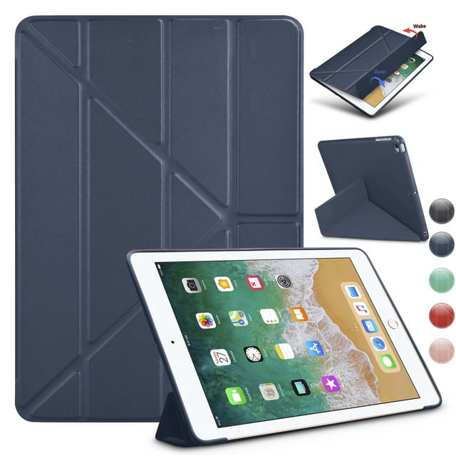 New 9.7" iPad 2018 Case, New 2017 iPad 9.7"Case, iPad Air 2 Case, iPad Air Case, Ultra Slim Smart Case Cover Stand with Flexible Soft TPU Back Cover For Apple iPad 9.7 Inch