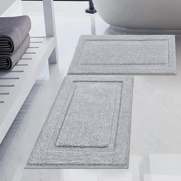 Juego de alfombras de baño SHACOS Super Soft de 50 x 80 cm y 40 x 60 cm, color gris claro
