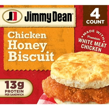 Jimmy Dean Chicken Honey Biscuit Breakfast Sandwiches, 16.4 oz, 4 Count (Frozen)