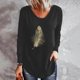 thumbnail image 2 of Mujeres Sexy Feather Crop Workout Manga larga Vintage O-cuello Casual Blusa Tops Fridja ghj987+1116, 2 of 5