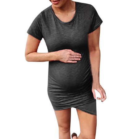 

TAIAOJING Women s Maternity Nursing Dresses Nursing Crewneck Short Sleeve Shirt Breastfeeding Top