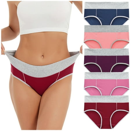 

TAIAOJING Women s Cotton Thong Solid Color Patchwork Briefs Knickers Bikini Underpants Underwear Panties Brief Pack of 5