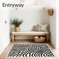 thumbnail image 3 of ODIKA 4'x6' Machine Washable Non-Slip Area Rug, Monochrome Savanna Bands Elegant Contemporary Stylish Fashionable High Traffic Rug with Pad, Black, 592630, 3 of 8