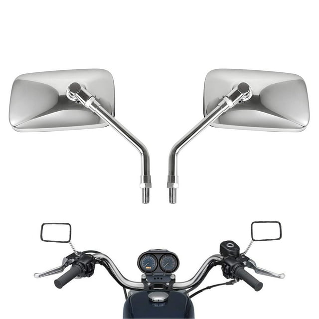 Espejos Laterales Retrovisores Universales Para Manillar De Motocicleta Cromados Con Perno De 10 Mm Para Harley Kawasaki Suzuki Aprilia Street Bike Cruiser Scooter Tamaño Del Espejo: 125 Mm X 70 Mm