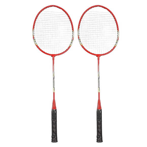 Badminton Racket Set Of 2, Iron Alloy Professional Training Badminton Rackets Professional Fitness Replacement Equipment for Beginners Training[Red]