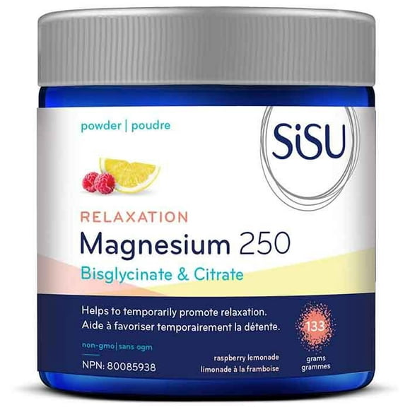 Sisu - Magnésium 250 Mélange de Relaxation, Limonade Framboise, 133g