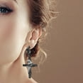 thumbnail image 6 of Mysterious Gothic Crow Crosses Earrings Punk Rock Jewelry Sophisticated Alloy Design, 6 of 8