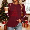thumbnail image 5 of Christmas Tree Shirt Women Christmas Embroidered Trees Long Sleeve Shirts Gift Xmas Graphic Tee Tops, 5 of 7