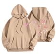 thumbnail image 2 of DDAPJ pyju Womens Oversized Hooded Sweatshirt Teen Girls Cute Bow Graphic Hoodies Fall Casual Y2K Pullover Sweatshirts with Kangaroo Pocket Khaki XXL, 2 of 5
