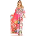 thumbnail image 5 of Sakkas Milanna Women's V neck Short Sleeve Vibrant Print Caftan Dress Cover-up - Print-5 - One Size, 5 of 5
