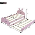 thumbnail image 4 of Trundle Bed Twin,Wood Twin Size Platform Bed with Cartoon Ears Shaped Headboard and Trundle, 4 of 6