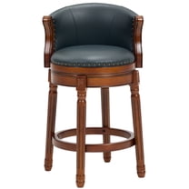 Aulife Bar Stools Counter Height Rubber Wood Swivel Barstools with Back Genuine Leather Upholstered Bar Chair for Bar, Kitchen, Dining Room