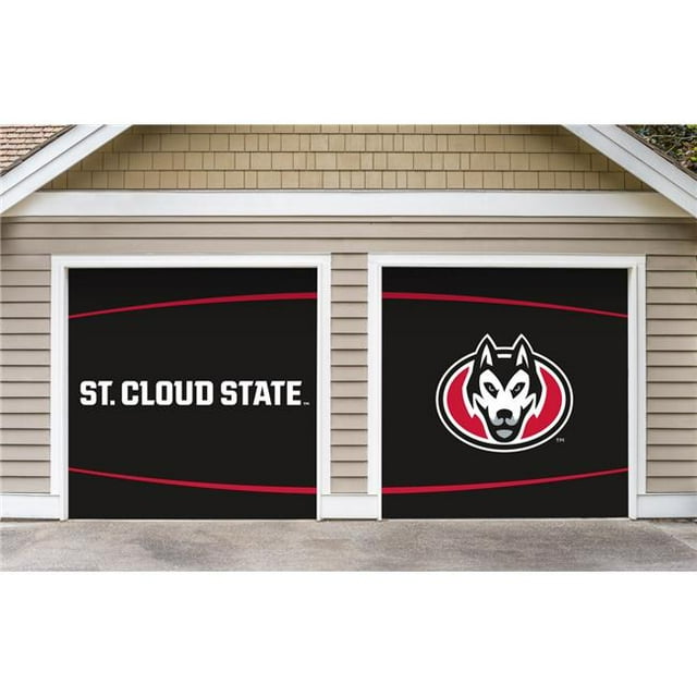 Victory Corps 810036SCSU-002 7 x 8 ft. NCAA Split Garage Door Decor St Cloud State Huskies - No.002