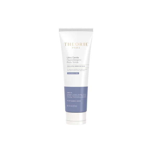 THEORIE Pure - Ultra Gentle Body Scrub, Exfoliates & Hydrates, With Natural Jojoba Beads & Sweet Almond Oil, For Sensitive Skin, 237mL